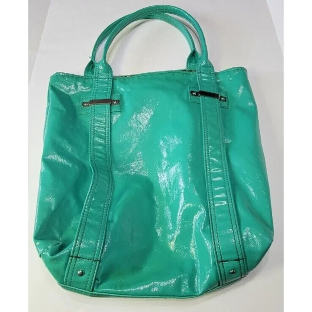 Vintage Guess Teal Shoulder Bag Silver Buckle Y2K Style Zebra Lining - Picture 4 of 16